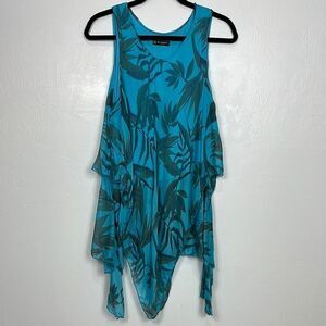Bella Amore Silk Blend Tropical Print Sleeveless Mini Dress Size S